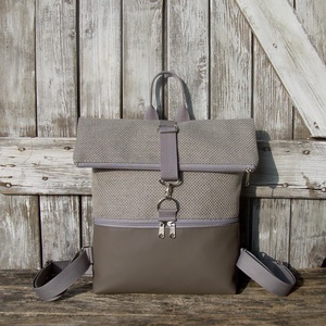 ROLL TOP CITY BAG : Variációk szürke bőrre és szövetre 3. - Meska.hu