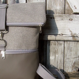  ROLL TOP CITY BAG : Variációk szürke bőrre és szövetre 3. - táska & tok - hátizsák - roll top hátizsák - Meska.hu