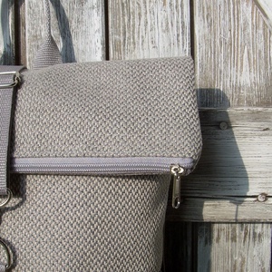  ROLL TOP CITY BAG : Variációk szürke bőrre és szövetre 3. - táska & tok - hátizsák - roll top hátizsák - Meska.hu