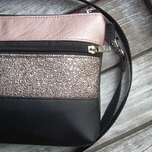  MINI CITY BAG : Metálos elegancia feketével 4. - táska & tok - kézitáska & válltáska - vállon átvethető táska - Meska.hu