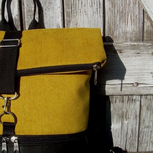  ROLL TOP CITY BAG : Variációk feketére sárgával  - táska & tok - hátizsák - roll top hátizsák - Meska.hu
