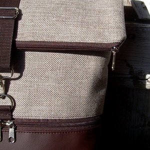   ROLL TOP CITY BAG : Variációk barna bőrre és szövetre 6.  - táska & tok - hátizsák - roll top hátizsák - Meska.hu