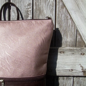  CITY BAG HÁTIZSÁK/LAPTOPTÁSKA/OLDALTÁSKA : Variációk barnára metálos rózsaszínnel - táska & tok - hátizsák - hátizsák - Meska.hu