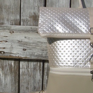 KÉSZLETEN! -  VÍZÁLLÓ ROLL TOP CITY BAG : Metálos elegancia bézzsel - táska & tok - hátizsák - roll top hátizsák - Meska.hu