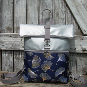 VÍZÁLLÓ ROLL TOP CITY BAG : Variációk ezüstre és gingko levélre - Meska.hu