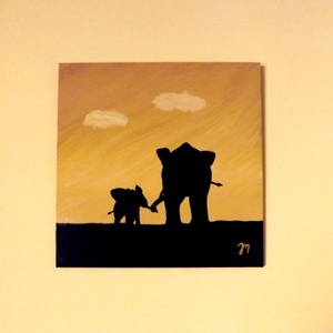 LEFOGLALVA angyal77 részére! -------  Elefántok - festmény -  - Meska.hu