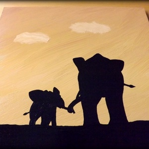 LEFOGLALVA angyal77 részére! -------  Elefántok - festmény -  - Meska.hu