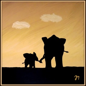 LEFOGLALVA angyal77 részére! -------  Elefántok - festmény -  - Meska.hu