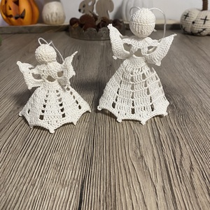 Horgolt angyalka dísz  fehér, pamutból - Meska.hu