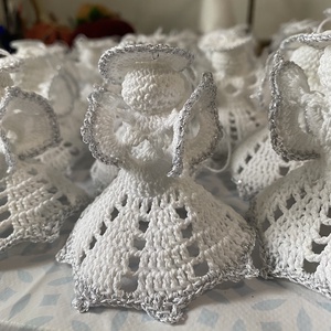 Horgolt angyalka dísz  fehér, pamutból - Meska.hu