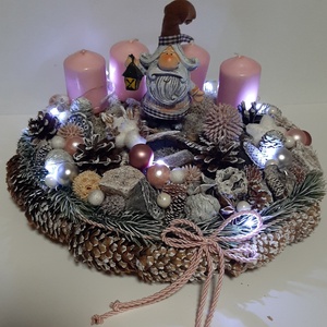 Adventi asztaldísz lámpás manóval - karácsony - adventi díszek - adventi koszorú - Meska.hu