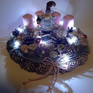 Adventi asztaldísz lámpás manóval - karácsony - adventi díszek - adventi koszorú - Meska.hu