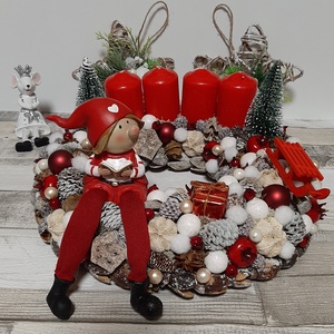 Adventi koszorú manóval - Meska.hu