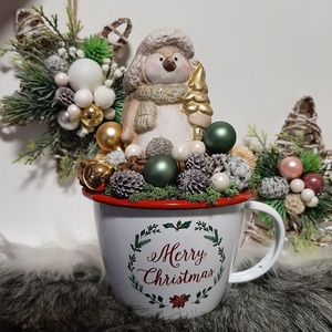 Karácsonyi asztaldíszek  Egyedi fémbögrés dekorációk - karácsony - adventi díszek - adventi asztaldísz - Meska.hu