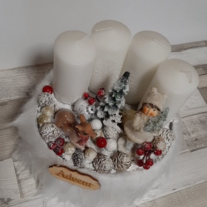 Adventi asztaldísz kislánnyal - karácsony - adventi díszek - adventi koszorú - Meska.hu