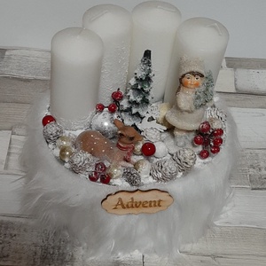 Adventi asztaldísz kislánnyal - karácsony - adventi díszek - adventi koszorú - Meska.hu
