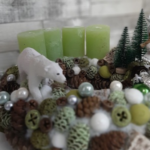 Adventi koszorú zöld árnyalataival - karácsony - adventi díszek - adventi ajtódísz - Meska.hu