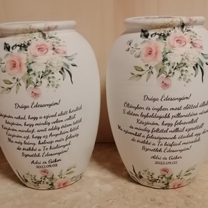 Szülőköszöntő díszvázák, Esküvő, Emlék & Ajándék, Szülőköszöntő ajándék, Decoupage, transzfer és szalvétatechnika, Meska