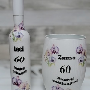 Egyedi díszüvegek és díszvázák születésnapra, névnapra és egyéb ünnepekre, Otthon & Életmód, Dekoráció, Asztal és polc dekoráció, Díszüveg, Decoupage, transzfer és szalvétatechnika, MESKA