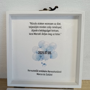 Személyre szabott keresztelői ajándékdoboz  Marcell számára készült egyedi megrendelésre - otthon & életmód - babaszoba, gyerekszoba - baba ágynemű - Meska.hu