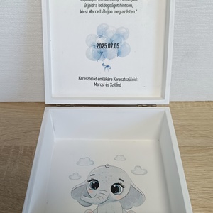 Személyre szabott keresztelői ajándékdoboz  Marcell számára készült egyedi megrendelésre - otthon & életmód - babaszoba, gyerekszoba - baba ágynemű - Meska.hu