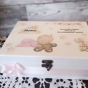 Kézműves ajándék keresztelőre vagy babaváróra, Otthon & Életmód, Dekoráció, Asztal és polc dekoráció, Díszdoboz, Decoupage, transzfer és szalvétatechnika, MESKA