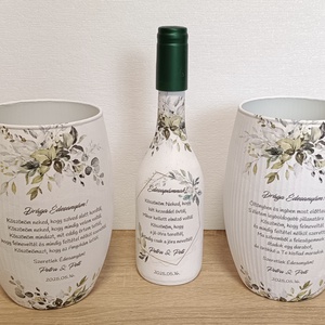Szülőköszöntő Ajándék Szett  Díszváza és Díszüveg, Esküvő, Emlék & Ajándék, Szülőköszöntő ajándék, Decoupage, transzfer és szalvétatechnika, MESKA