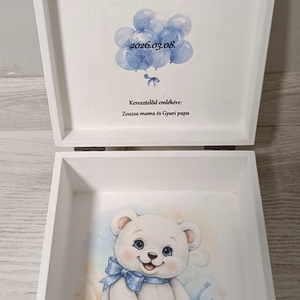 Személyre szabott keresztelői ajándékdoboz � Marcell számára készült egyedi megrendelésre - baba - mama - keresztelő kellékek - keresztelőajándékok - Meska.hu