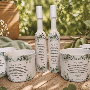 Egyedi szülőköszöntő ajándék szett � 2 díszüveg és 4 kerámia kaspó, esküvőre, felirattal  2. - Meska.hu