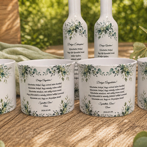 Egyedi szülőköszöntő ajándék szett � 2 díszüveg és 4 kerámia kaspó, esküvőre, felirattal  2. - esküvő - emlék & ajándék - szülőköszöntő ajándék - Meska.hu