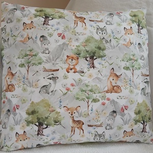 Erdő lakói párna (40 x 40 cm ), Baba - mama, Babaszoba dekoráció, Gyerek díszpárna, Varrás, MESKA