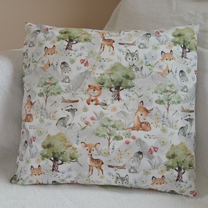 Erdő lakói párna (40 x 40 cm ) - baba - mama - babaszoba dekoráció - gyerek díszpárna - Meska.hu