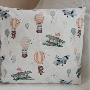 Repülőn utazó róka párna (40 x 40 cm ), Baba - mama, Babaszoba dekoráció, Gyerek díszpárna, Varrás, MESKA