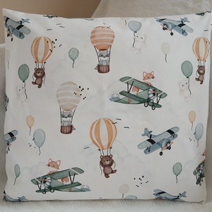 Repülőn utazó róka párna (40 x 40 cm ) - baba - mama - babaszoba dekoráció - gyerek díszpárna - Meska.hu