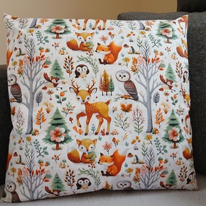 Erdő lakói párna (40 x 40 cm ), Baba - mama, Babaszoba dekoráció, Gyerek díszpárna, Varrás, MESKA