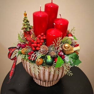 Adventi tál, Otthon & Életmód, Dekoráció, Asztal és polc dekoráció, Asztaldísz, Virágkötés, MESKA