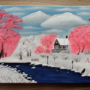 First snow, Művészet, Festmény, Akril, Festészet, MESKA