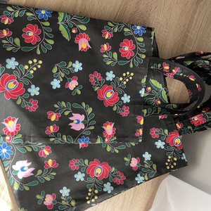 Matyómintás vászonszatyor -fekete, Táska & Tok, Bevásárlás & Shopper táska, Shopper, textiltáska, szatyor, Varrás, MESKA