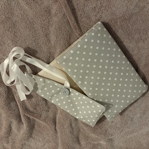 Vászon könyvborító szürke-fehér pöttyös - könyv & zene - könyvtok - Meska.hu