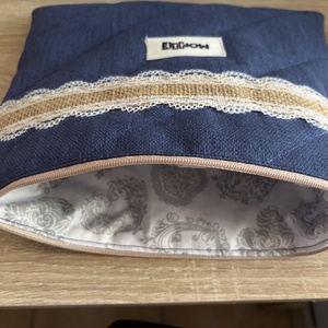 Tablett/e-book tartó tok sötétkék csipkével, Táska & Tok, Ebook & Tablet tok, Varrás, MESKA