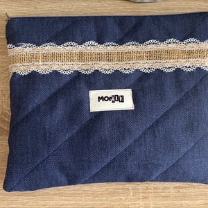 Tablett/e-book tartó tok sötétkék csipkével - táska & tok - ebook & tablet tok - Meska.hu