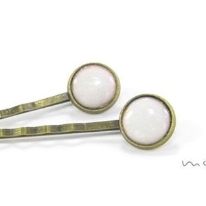 Fehér tűzzománc hajcsat, , Ékszerkészítés, Tűzzománc, MESKA