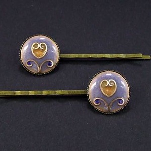 Tulipános kék-barna tűzzománc hajcsat - ruha & divat - hajdísz & hajcsat - hajcsat & hajtű - Meska.hu