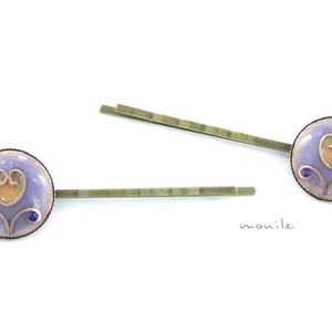 Tulipános kék-barna tűzzománc hajcsat - ruha & divat - hajdísz & hajcsat - hajcsat & hajtű - Meska.hu