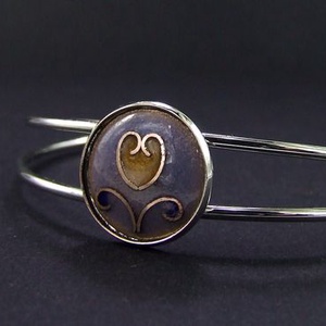 Tulipános kék-barna tűzzománc karperec - ékszer - karkötő - karperec - Meska.hu