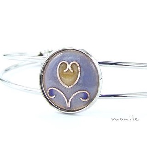 Tulipános kék-barna tűzzománc karperec - ékszer - karkötő - karperec - Meska.hu