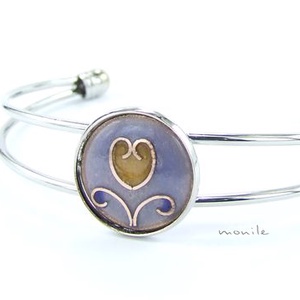 Tulipános kék-barna tűzzománc karperec, Ékszer, Karkötő, Karperec, Ékszerkészítés, Tűzzománc, MESKA