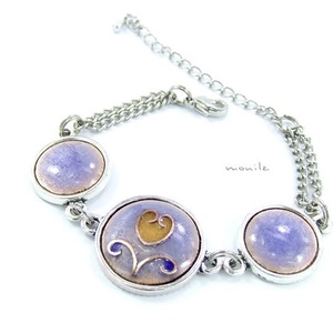 Tulipános kék-barna tűzzománc karkötő - ékszer - karkötő - lánc karkötő - Meska.hu