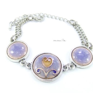 Tulipános kék-barna tűzzománc karkötő - ékszer - karkötő - lánc karkötő - Meska.hu