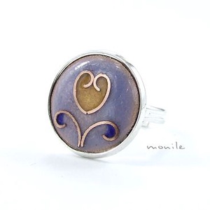 Tulipános kék-barna tűzzománc gyűrű, Ékszer, Gyűrű, Statement gyűrű, Ékszerkészítés, Tűzzománc, MESKA